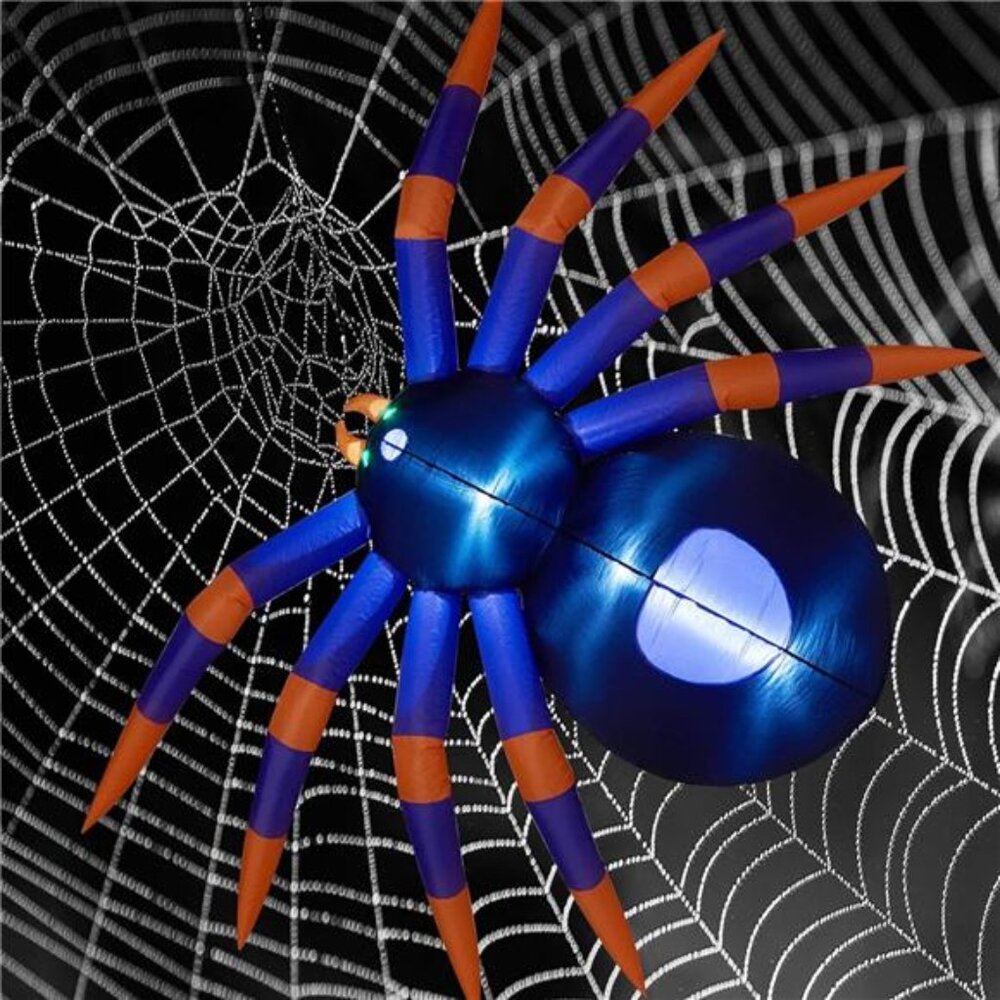 8 Ft Halloween Inflatable Spider, Giant Blow Up Spider with LED Lights Spooky